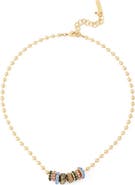 Kurt Geiger London Eagle Head & Gemstone Rondelle Ball Chain Necklace