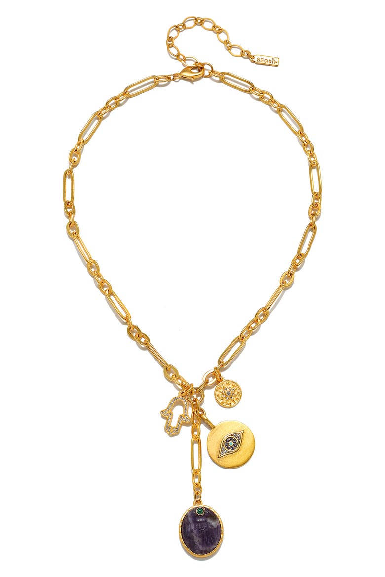 Isadora Charm Necklace, Main, color, GOLD