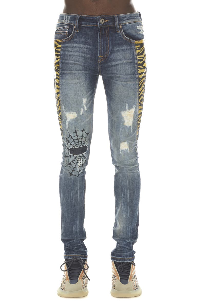 Punk Rip & Repair Super Skinny Jeans, Main, color, TIGER