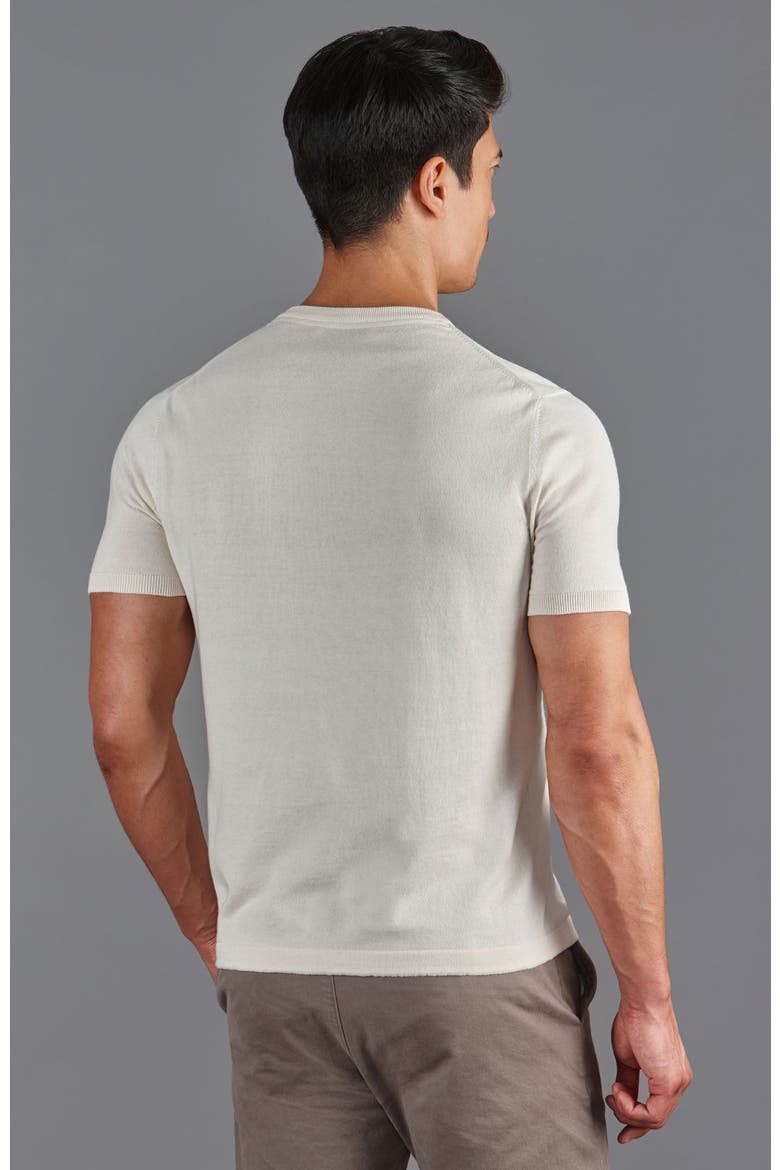 Cotton High V-neck Knitted T-shirt, Alternate, color, Ecru