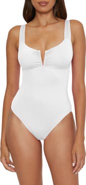 Becca Shirred V-Wire One-Piece Swimsuit