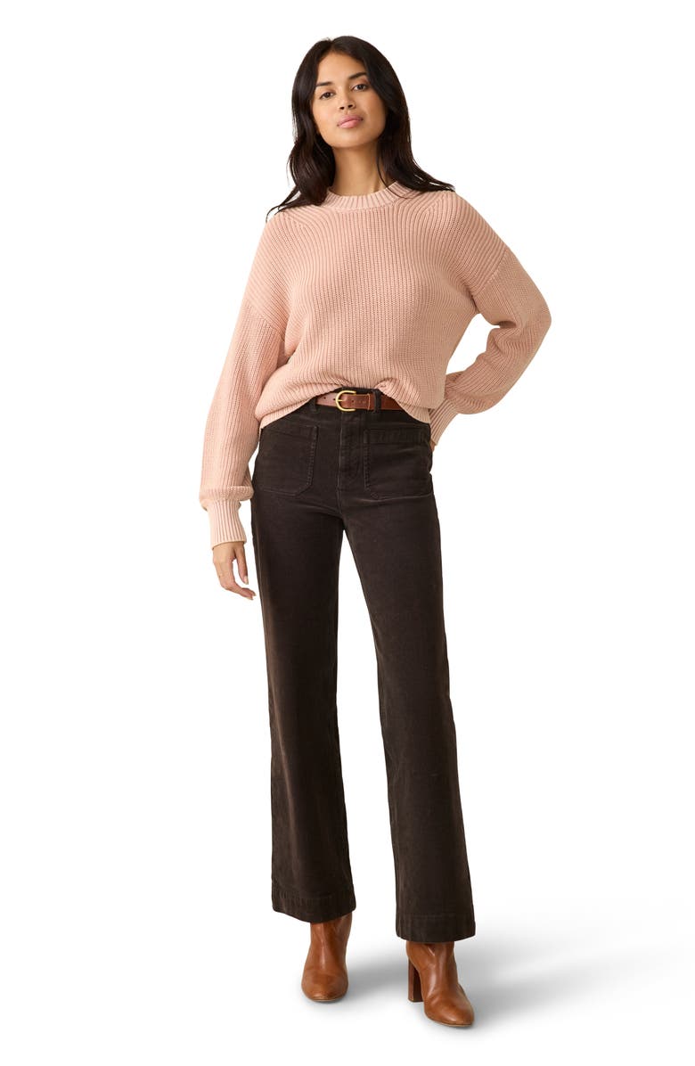 Faherty Sunwashed Organic Cotton Fisherman Sweater, Alternate, color, Mahogany Rose