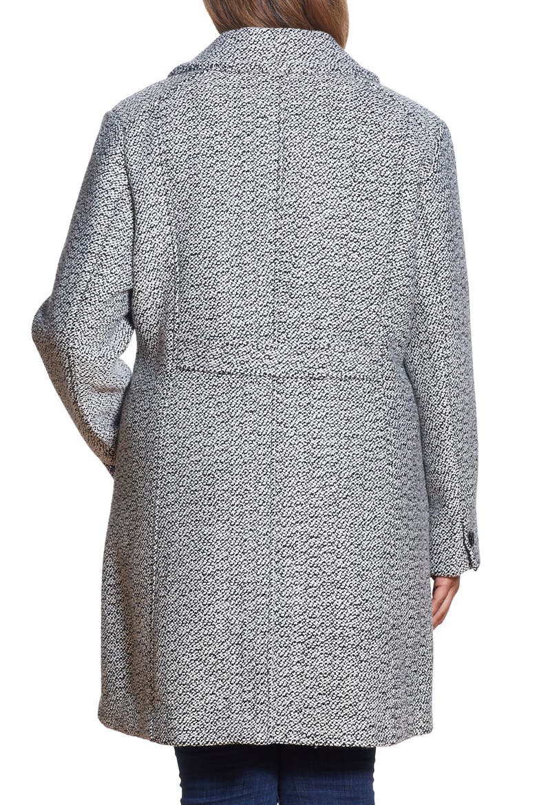Notch Collar Tweed Coat, Alternate, color, BLACK/ WHITE