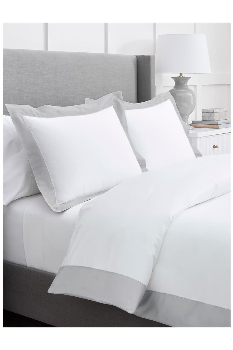 Signature Colorblock Duvet Set, Main, color, WHITE/ PEWTER