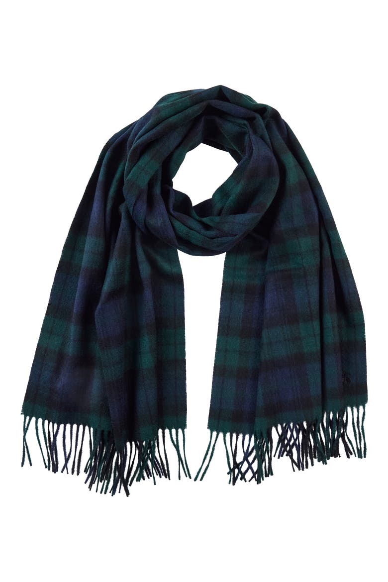 Wool & Cashmere Black Watch Wrap, Alternate, color, BLACK NAVY