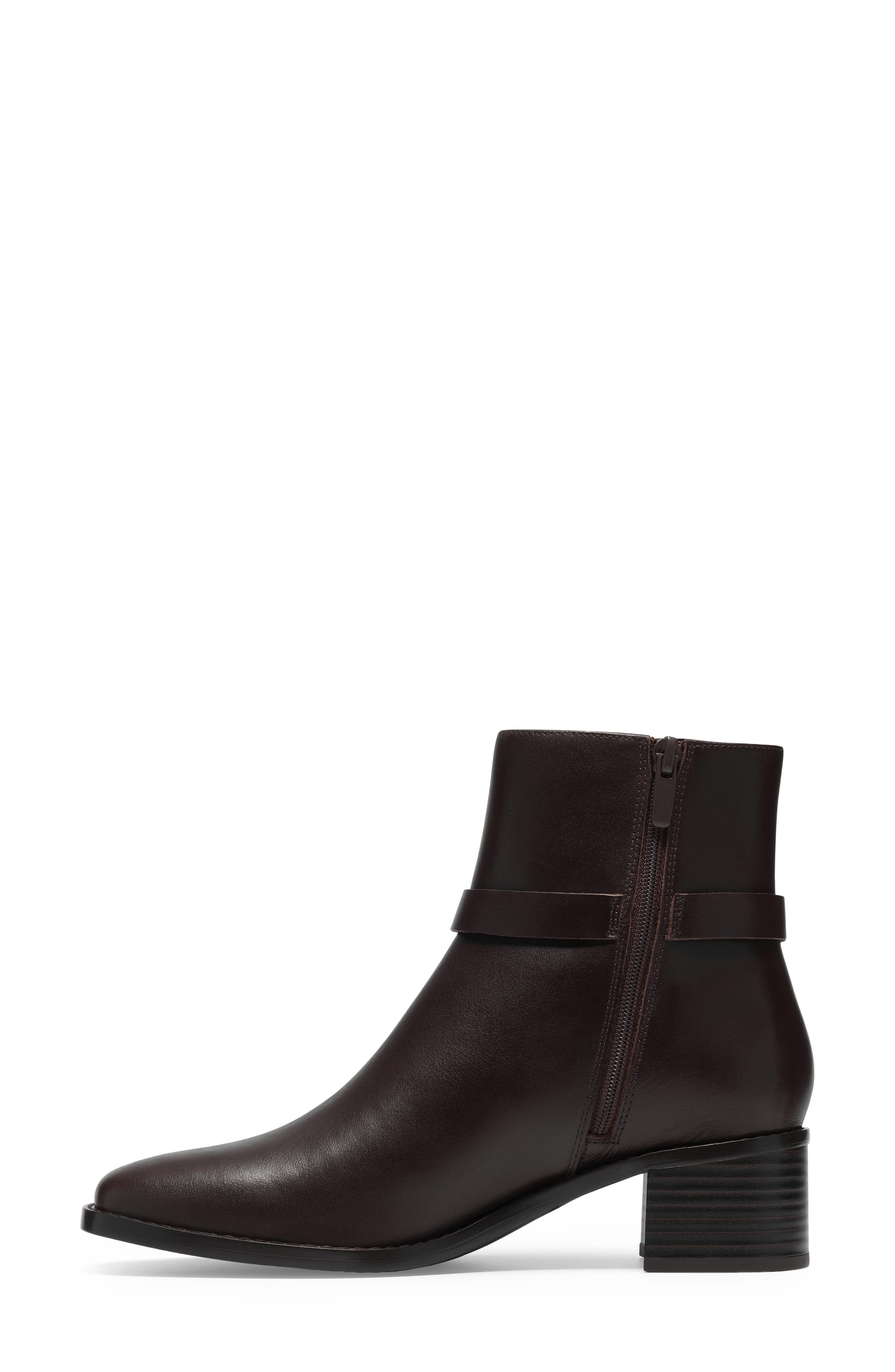 Wrenn Buckle Leather Bootie, Alternate, color, DARK BROWN LEA
