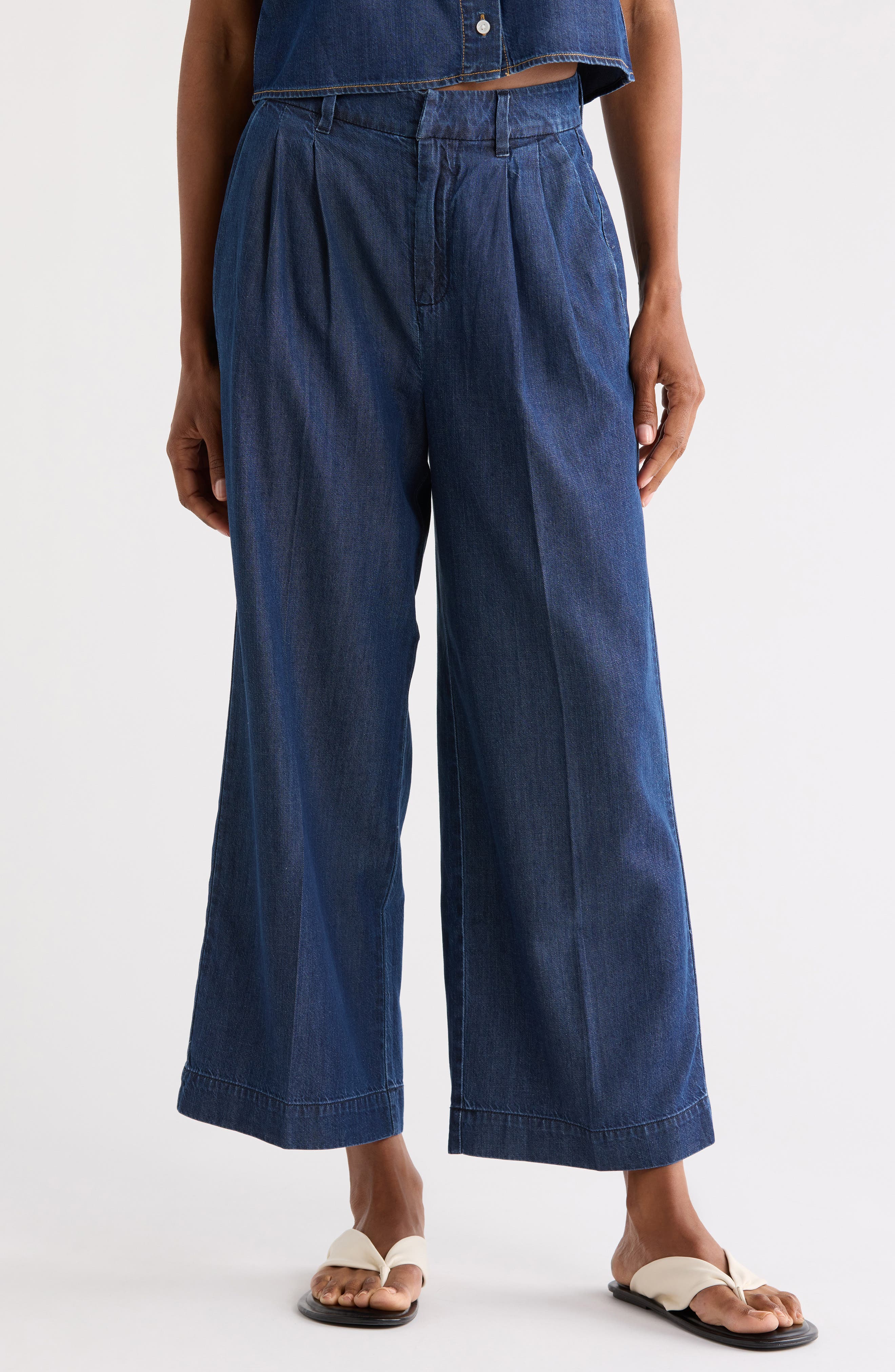 Good American High Waist Crop Wide Leg Jeans