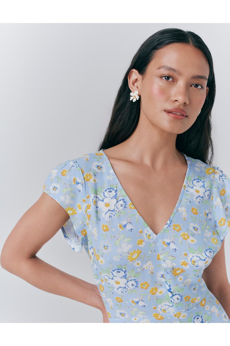 Blair Crepe Floral Sleeveless Midi Dress, Alternate, color, Blue Country Flowers