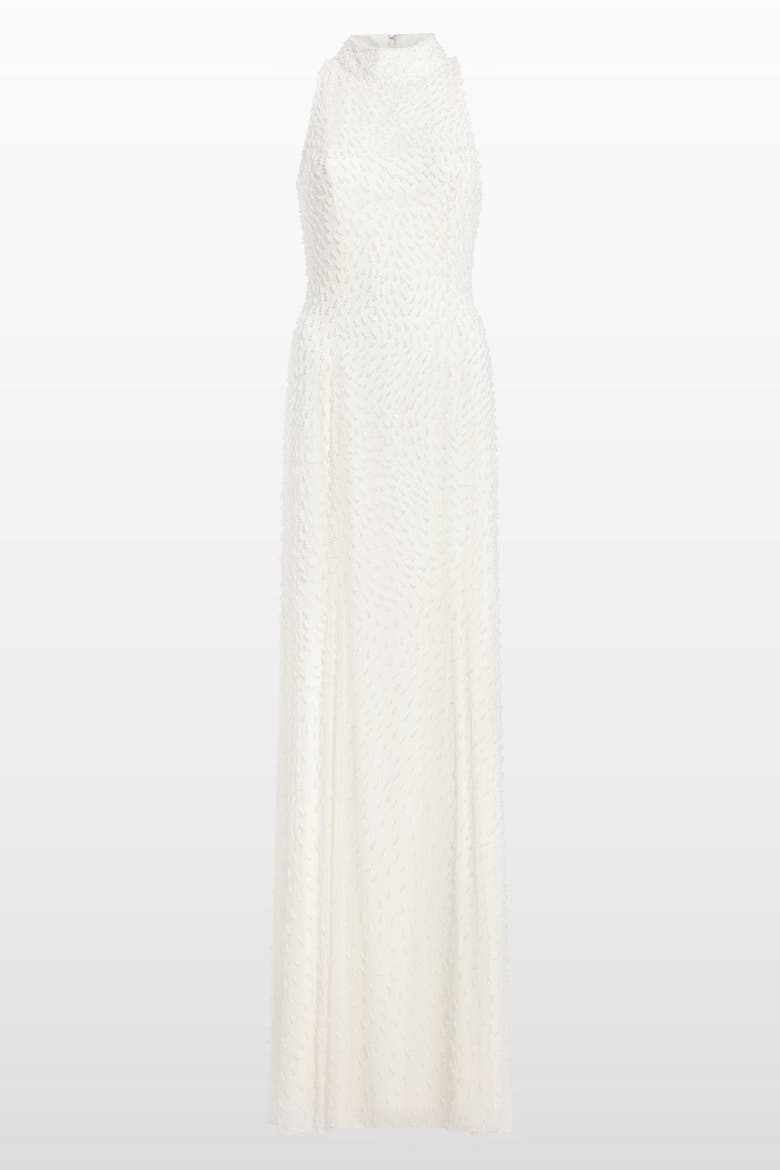 Mischief Embellished High-Neck Maxi Dress, Main, color, Ivory