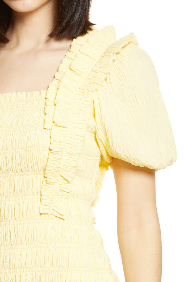 Endless Rose Smocked Puff Sleeve Dress, Alternate, color, Yellow