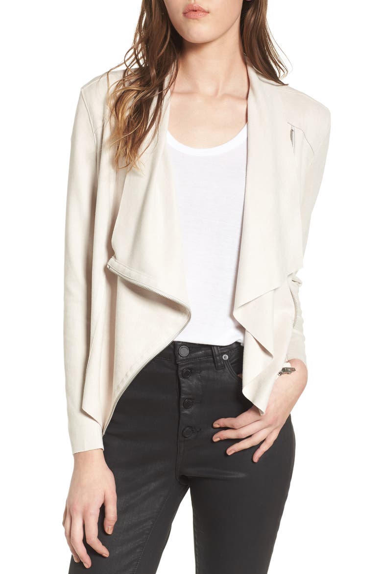 Drape Front Faux Suede Jacket, Main, color, INSTIGATOR