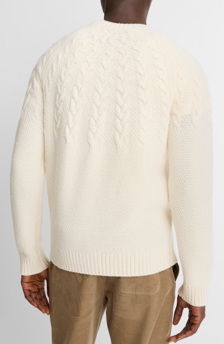 Vince Airpsun Cable Yoke Crewneck Sweater, Alternate, color, Light Dune