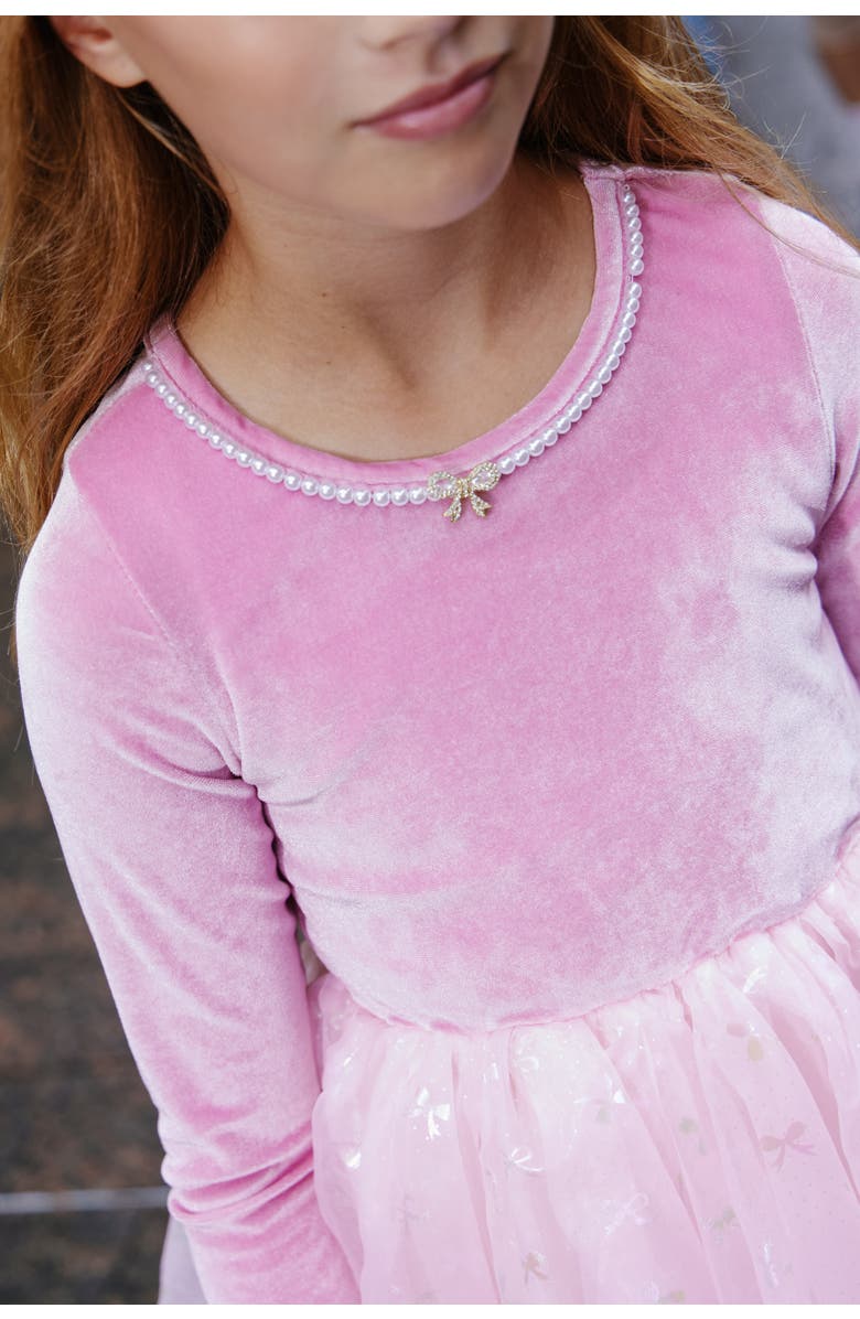 Lola + The Boys Ballerina Bow Velour Dress, Alternate, color, 