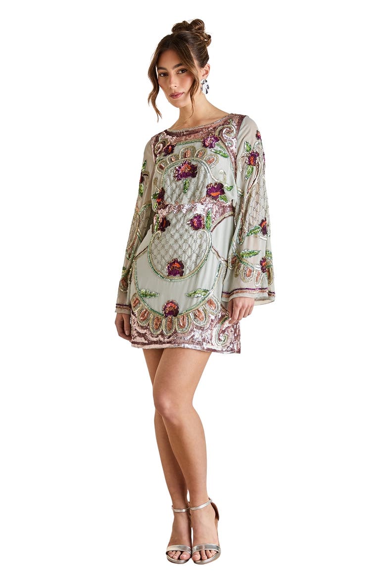 Heavily Embellished Sequin Mini Dress, Main, color, Aqua