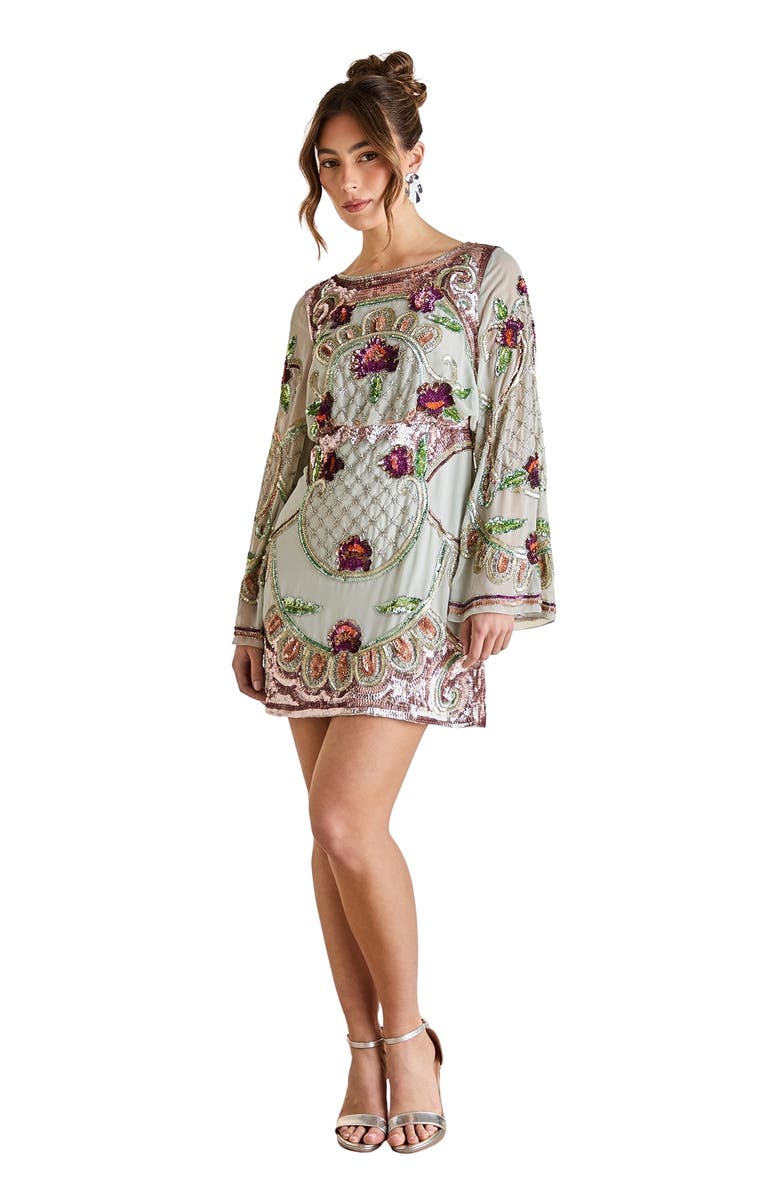 Coast Heavily Embellished Sequin Mini Dress, Main, color, Aqua