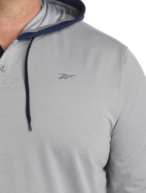 Reebok Big & Tall French Terry Performance Henley Hoodie In Grey 3