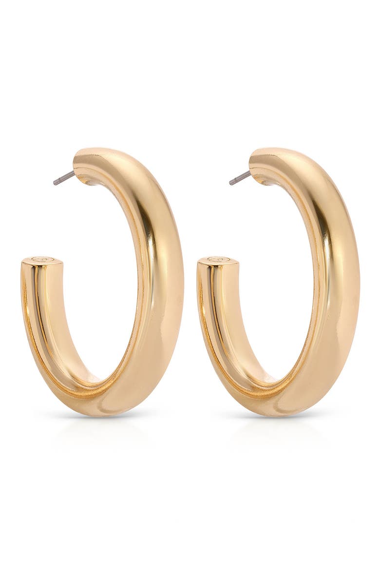 Medium Thick Classic Hoop Earrings, Alternate, color, GOLD