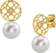 The Pearl Source Freshwater Pearl & Diamond Faye Earrings