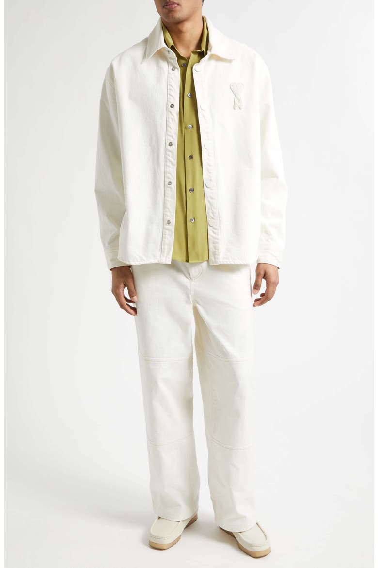 Ami de Coeur Knit Appliqué Overshirt, Alternate, color, BLANC CREME
