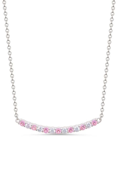 Kids' Cubic Zirconia Bar Pendant Necklace