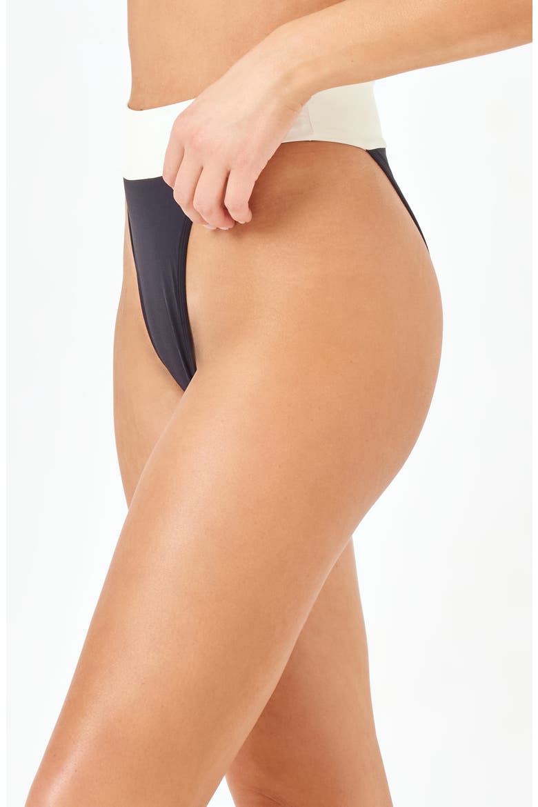 Lola Bitsy High Cut Bikini Bottoms, Alternate, color, BLACK/ CREAM