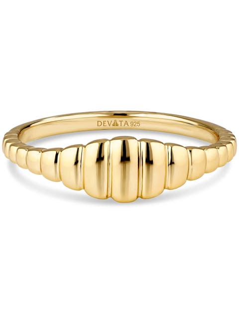 Ribbed Ring in Gold Plated Sterling Silver
