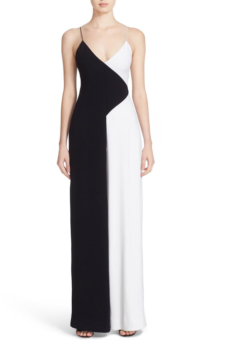 Colorblock Wide Leg Jumpsuit, Main, color, BLACK/ WHITE