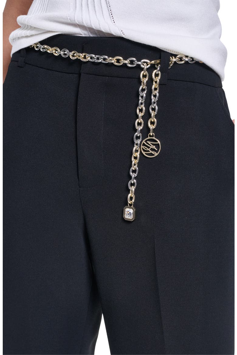 Chain Belt Straight Leg Career Pants, Alternate, color, BLACK