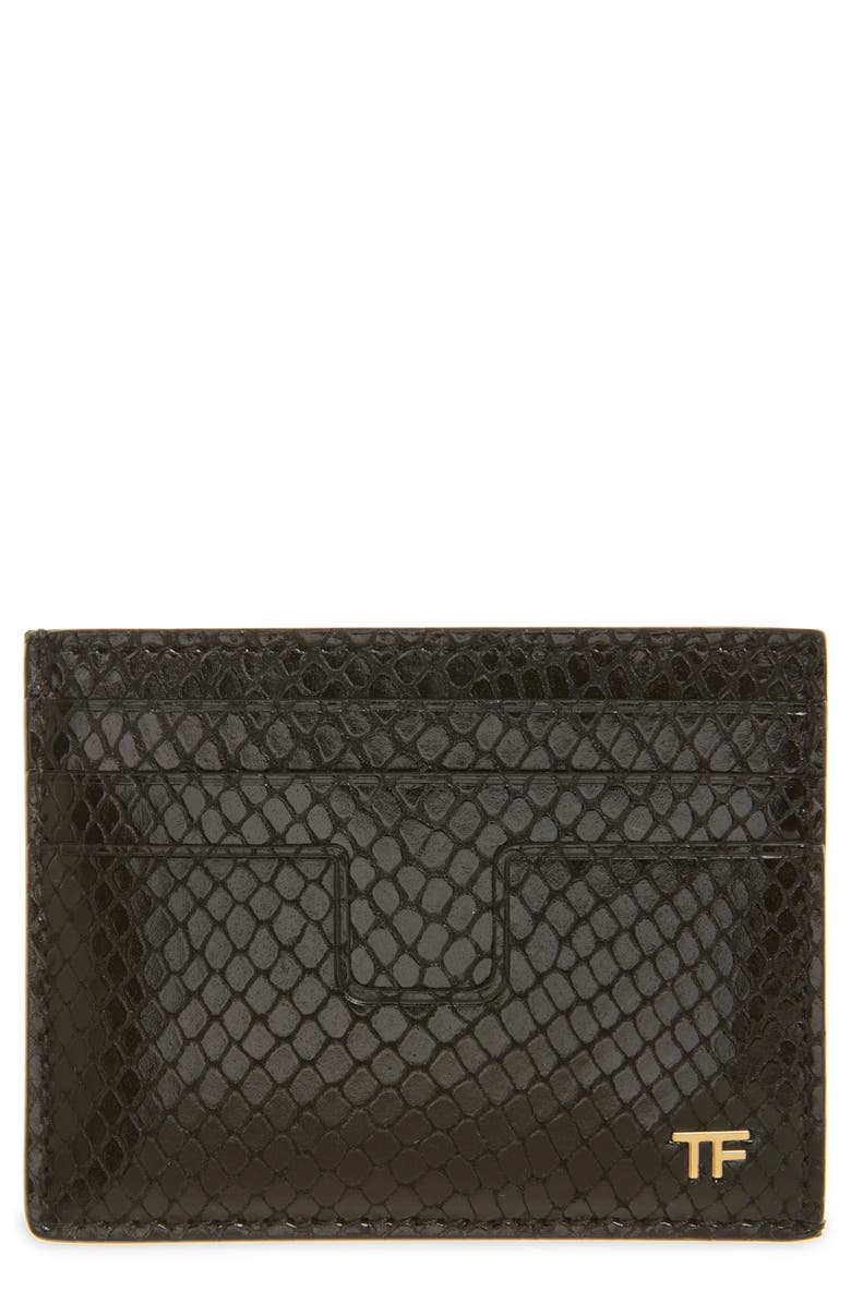 TOM FORD T-Line Python Embossed Leather Card Case, Main, color,