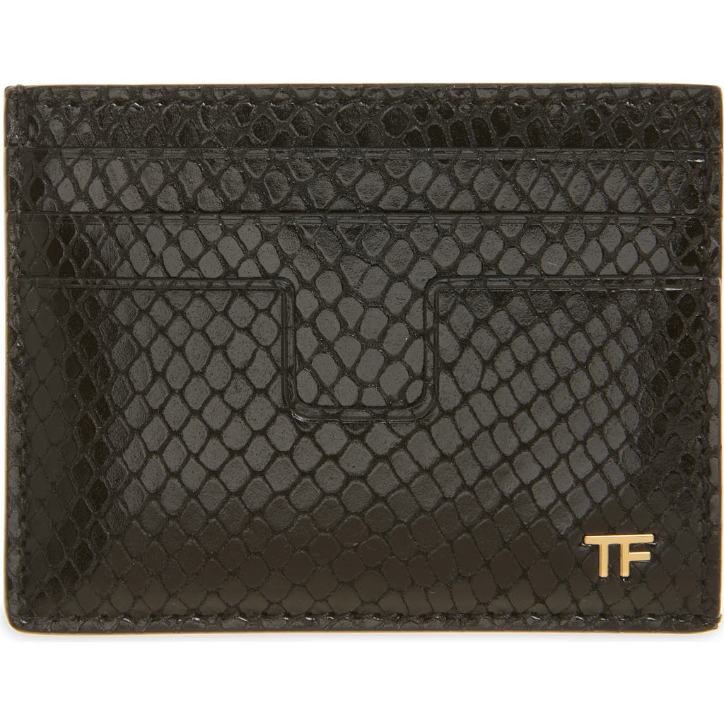 Tom Ford T-line Python Embossed Leather Card Case In 1n001 Black