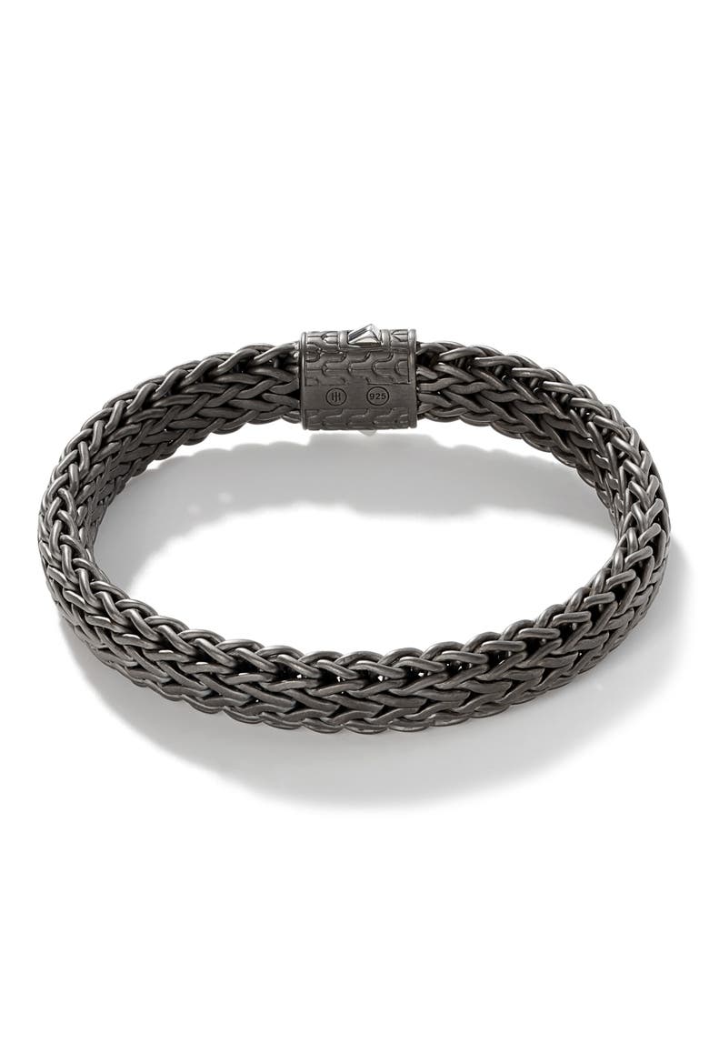 Icon Flat Bracelet, Dark Silver, 11mm, Alternate, color, SILVER