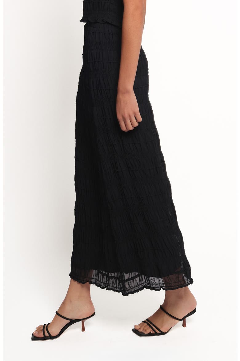 Valana Shirred Maxi Skirt, Alternate, color, BLACK
