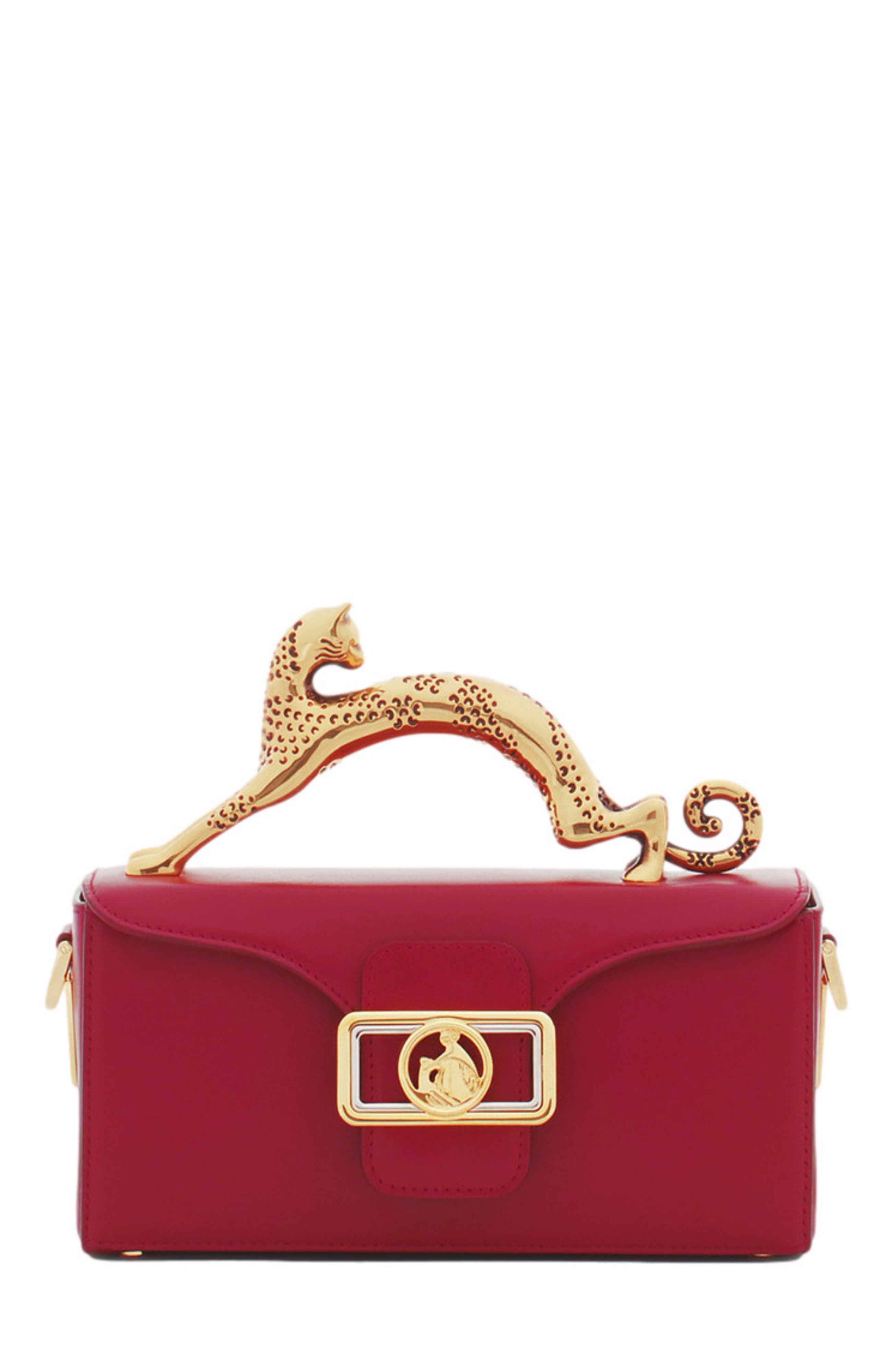 Lanvin Nano Pencil Cat Leather Bag, Main, color, 