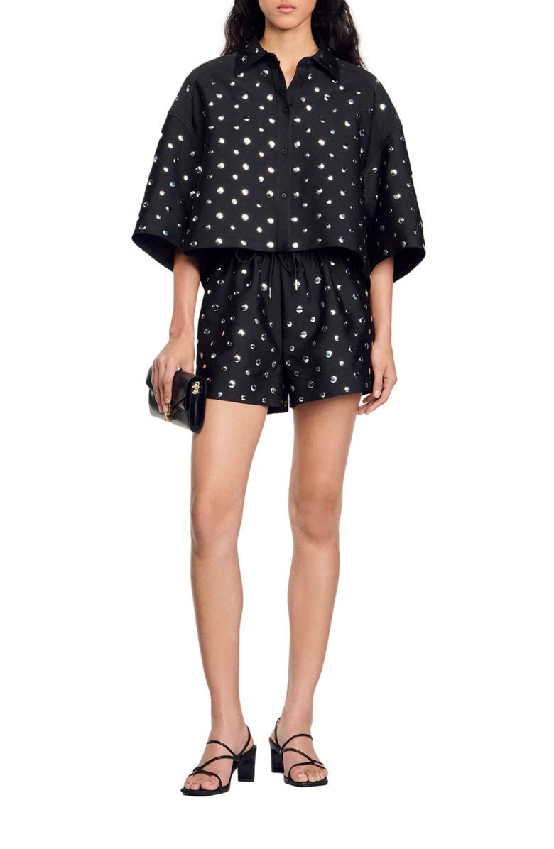SANDRO Stud-embellished shirt, Alternate, color, 