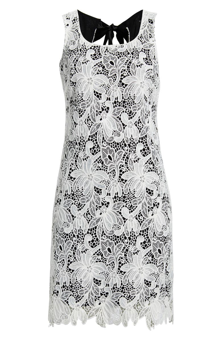 Tahari ASL Tie Back Lace Sheath Dress, Alternate, color, Ivory Black