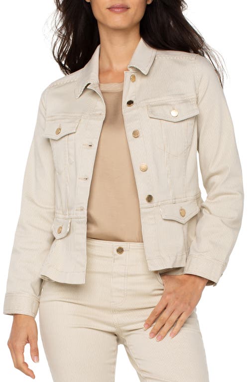 Liverpool Los Angeles Petite Long-sleeve Peplum Jacket In Cappuccino Stripe