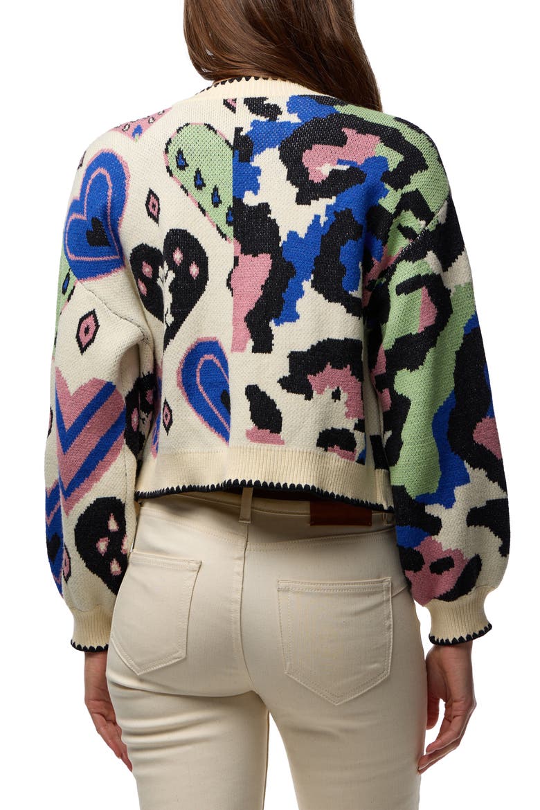Wild Heart Crop Cardigan, Alternate, color, IVORY MULTI