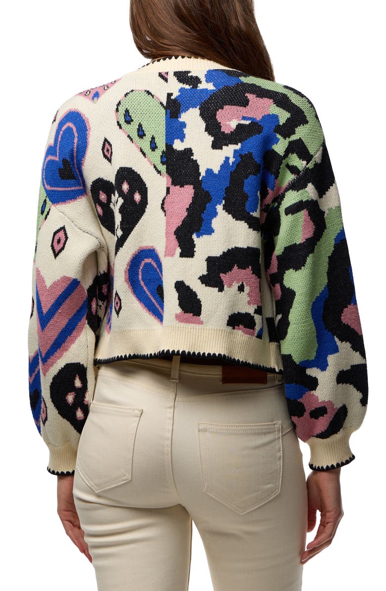 SAACHI Wild Heart Crop Cardigan, Alternate, color, Ivory Multi