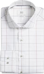 1863 by Eterna Modern Fit Windowpane Check Non-Iron Cotton Twill Dress Shirt
