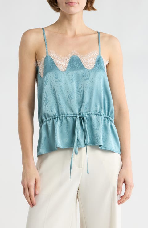 Scalloped Lace Trim Satin Camisole