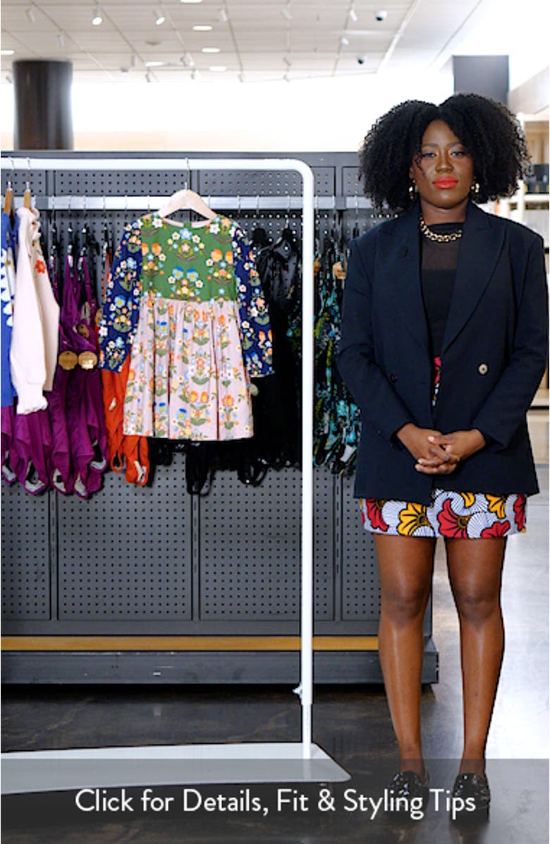 Kids' Colorblock Floral Long Sleeve Cotton Dress, sales video thumbnail