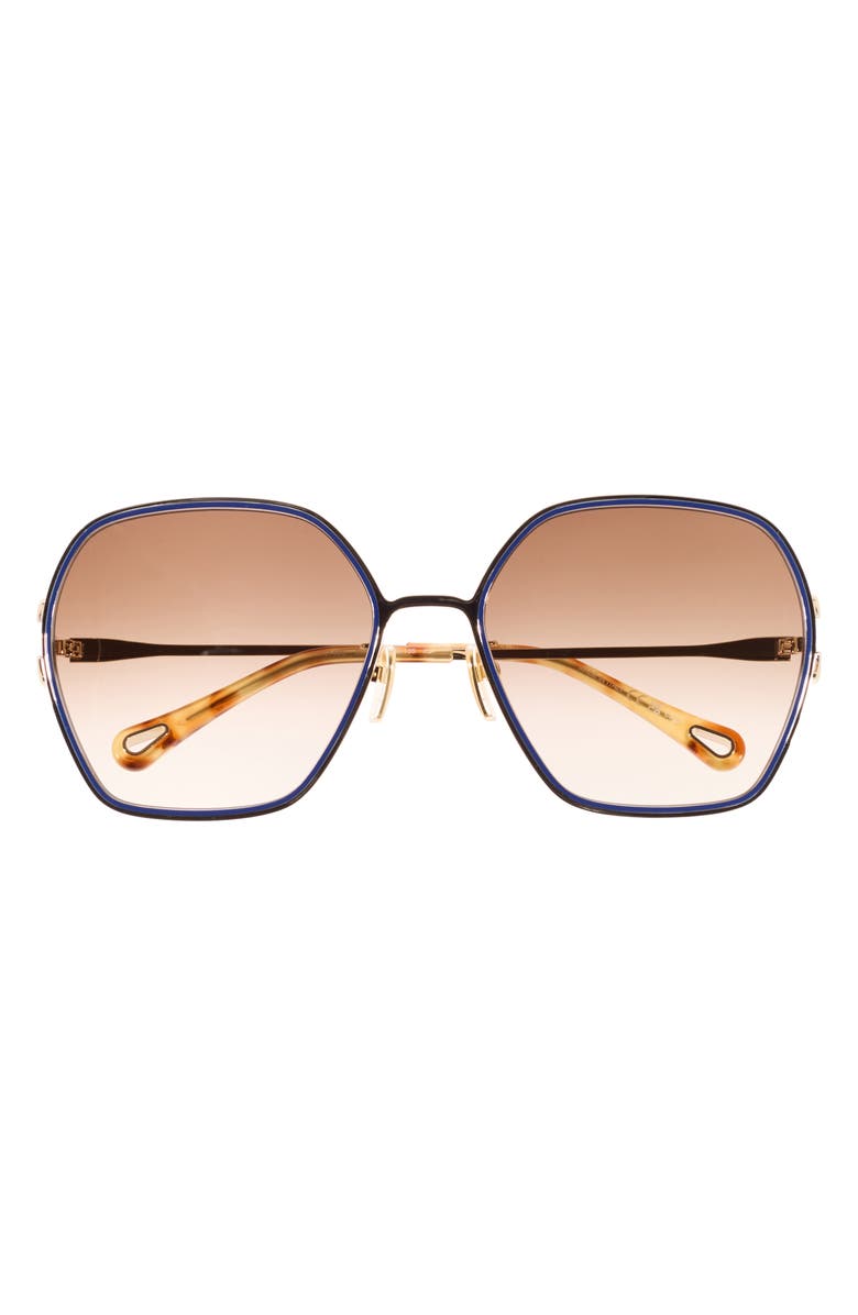 Chloé 61mm Gradient Geometric Sunglasses, Main, color, Gold Gold Brown