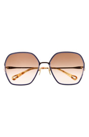 Chloé 61mm Gradient Geometric Sunglasses In Gold
