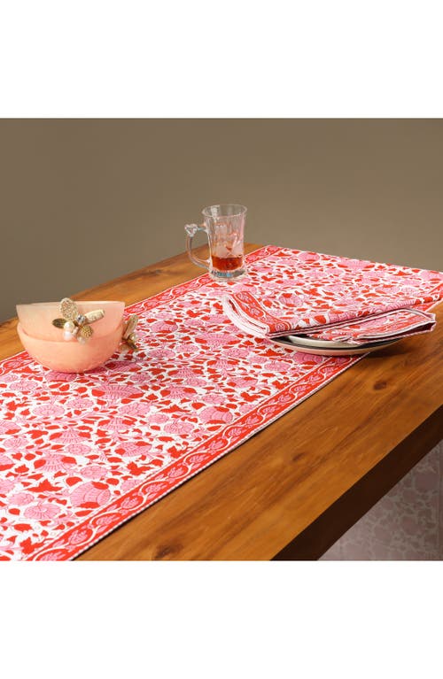 Tiramisu Print Cotton Table Runner In Red/pink