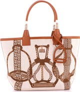 Pre-Owned Hermes Sac Steeple Tote Printed Toile with Leather 28