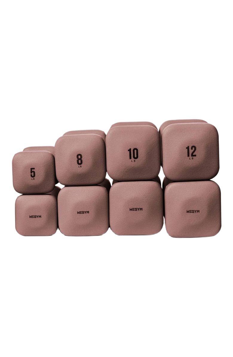 WeGym SafeGrip Dumbbells Medium Set - 5, 8, 10, 12 lbs, Main, color, Rose