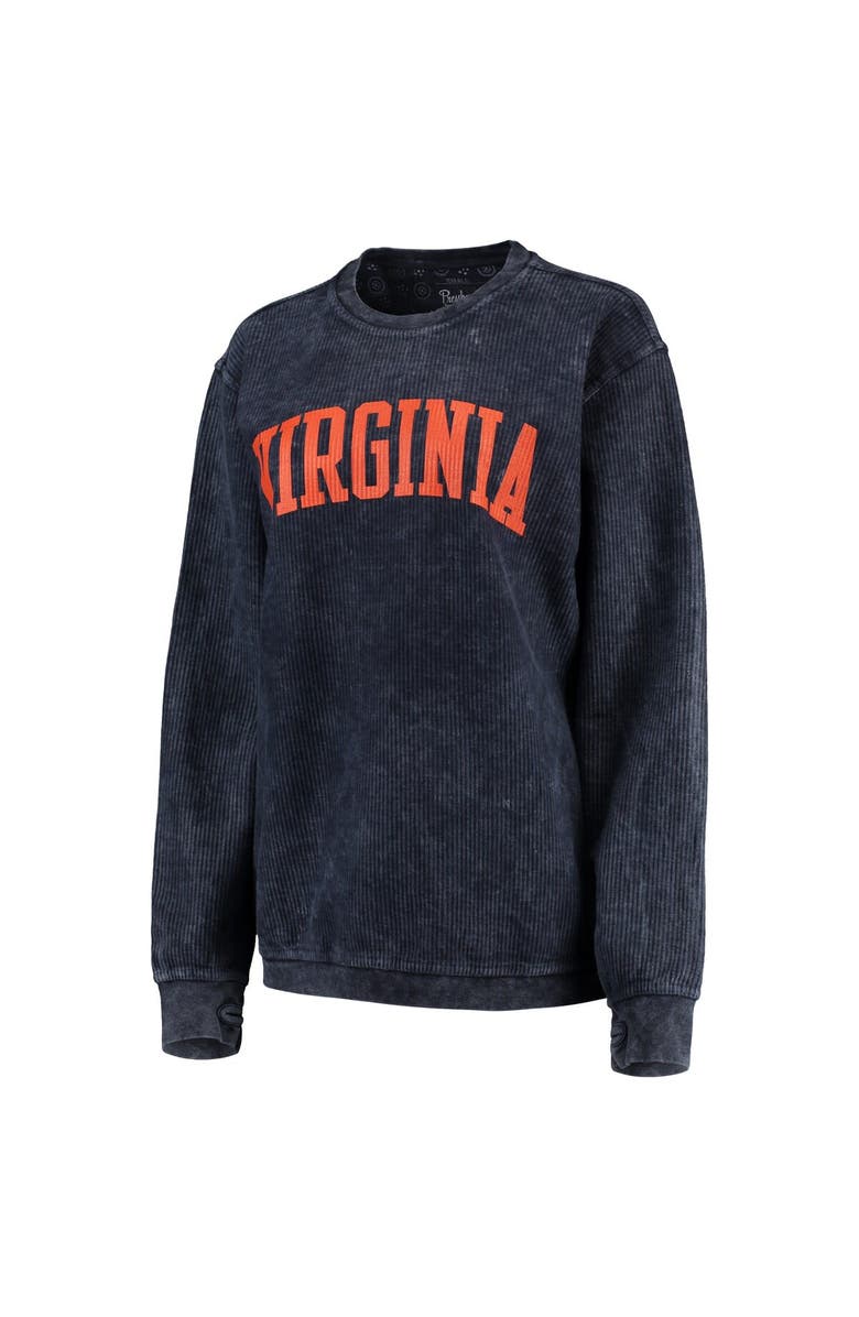 PRESSBOX Women's Pressbox Navy Virginia Cavaliers Comfy Cord Vintage Wash Basic Arch Pullover Sweatshirt, Alternate, color, Navy