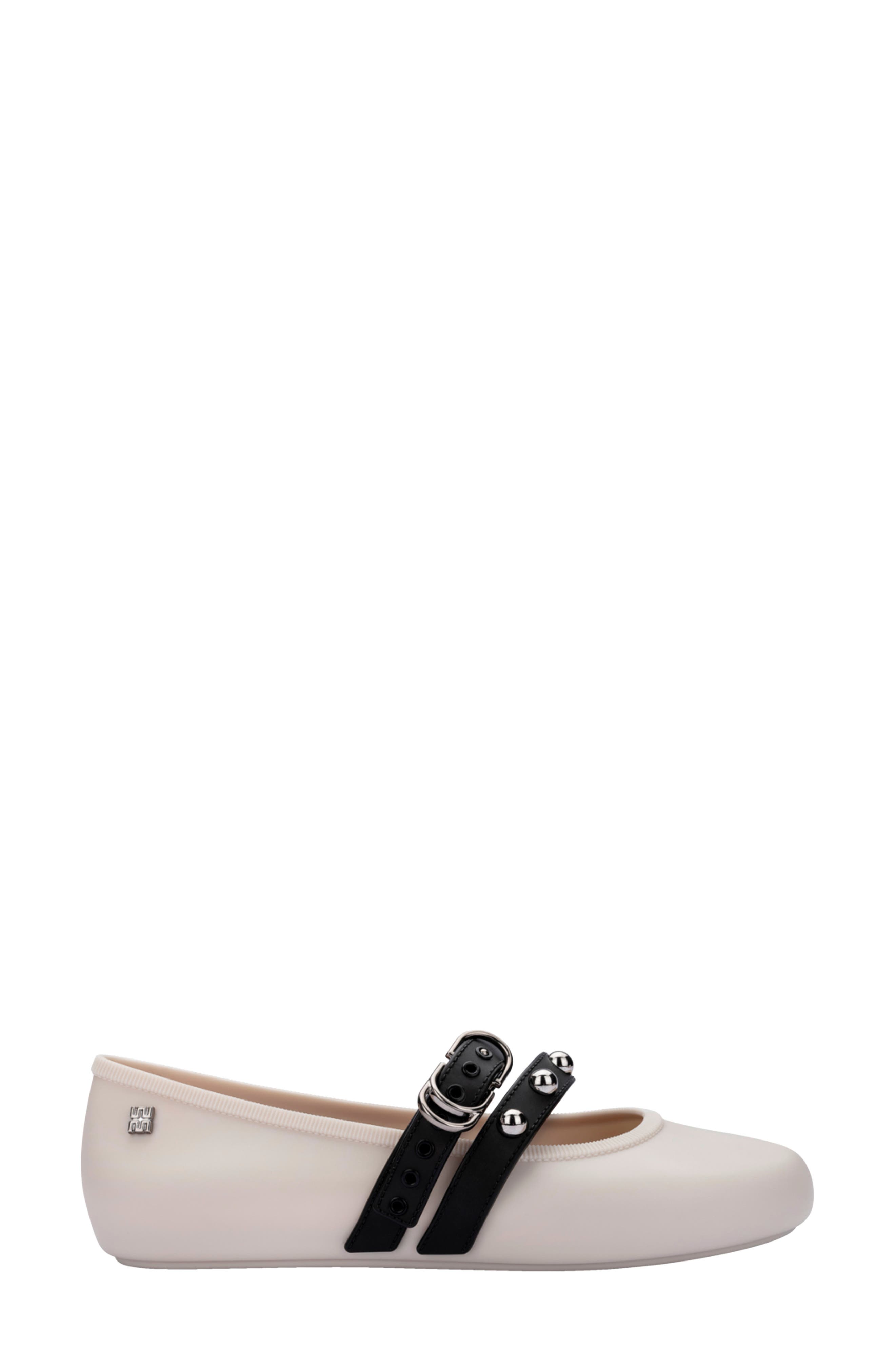 Stud Mary Jane Soft Ballerina Flat, Alternate, color, BEIGE/ BLACK
