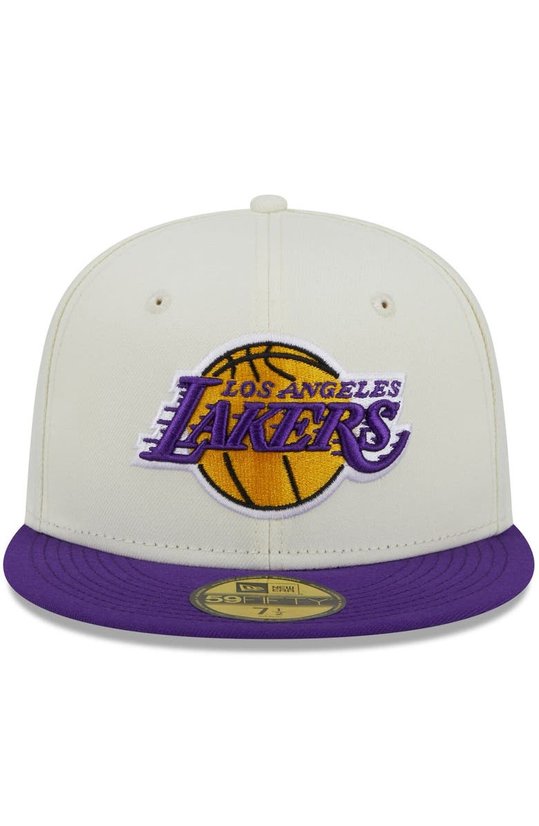 New Era x Staple Men's New Era x Staple Cream/Purple Los Angeles Lakers NBA x Staple Two-Tone 59FIFTY Fitted Hat, Alternate, color, Cream