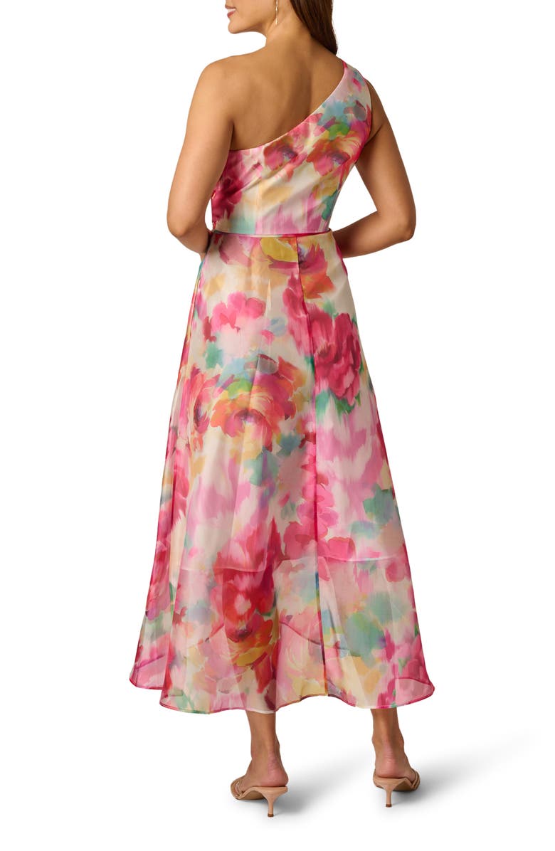 Adrianna Papell Floral Print One-Shoulder High/Low Cocktail Dress, Alternate, color, Ivory Multi